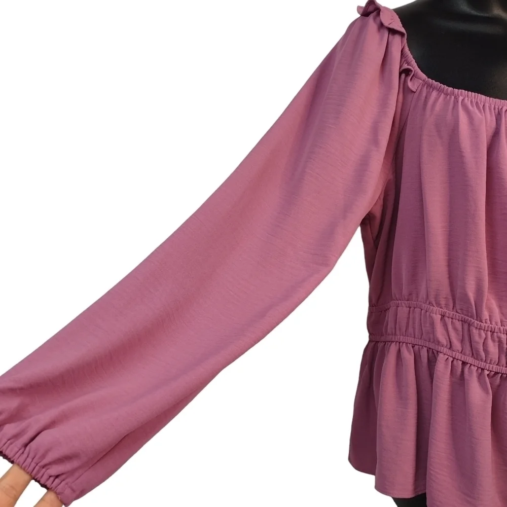 Nine West Women's Squareneck Peplum Top Blouse Size L - Picture 6 of 9